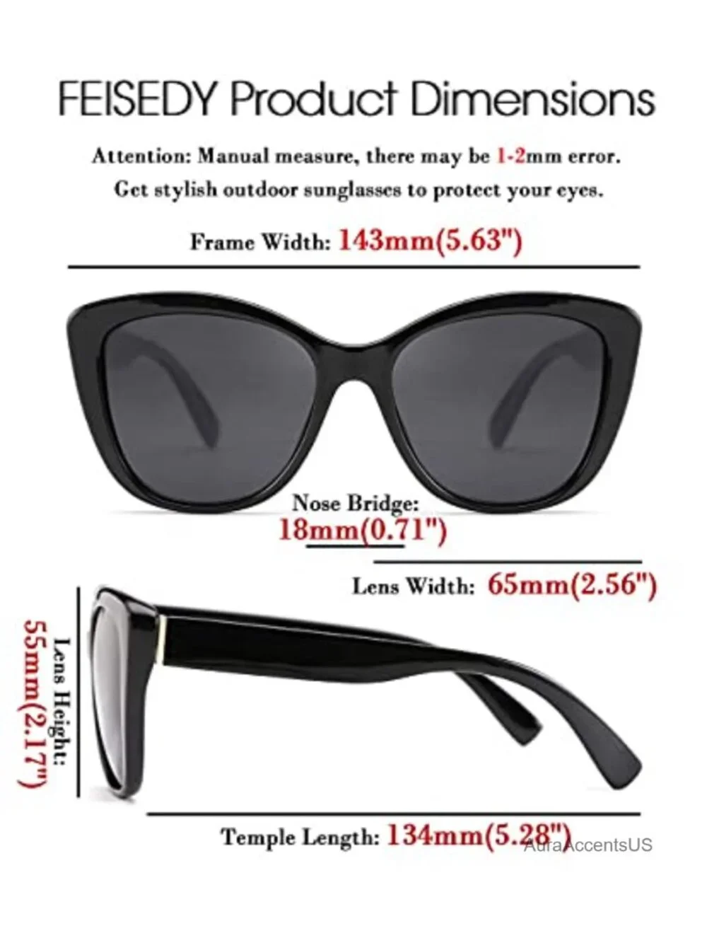 Polarized Square Cat Eye Sunglasses UV400 Full-Frame Retro Jackie O